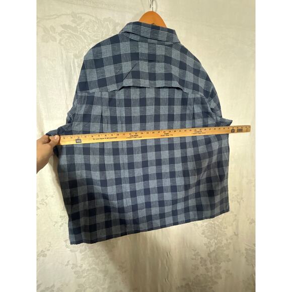 Duluth Button Up 3X Blue Plaid NEW Relaxed Untucked Hemp Organic Cotton Vented - Picture 14 of 15